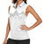 Samoa Lotu Tamaiti Women Sleeveless Polo Shirt White Sunday Polynesian Pattern With Tropical Flowers