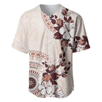 Bula Fiji Language Week Baseball Jersey Fijian Tapa Pattern With Tagimoucia Flower LT05 Beige - Polynesian Pride
