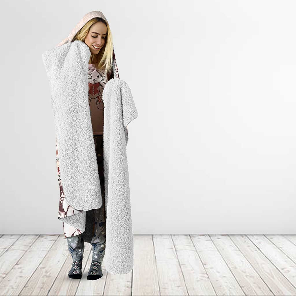 Bula Fiji Language Week Hooded Blanket Fijian Tapa Pattern With Tagimoucia Flower