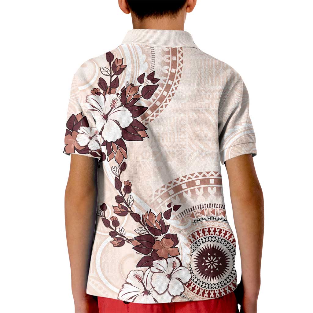 Bula Fiji Language Week Kid Polo Shirt Fijian Tapa Pattern With Tagimoucia Flower