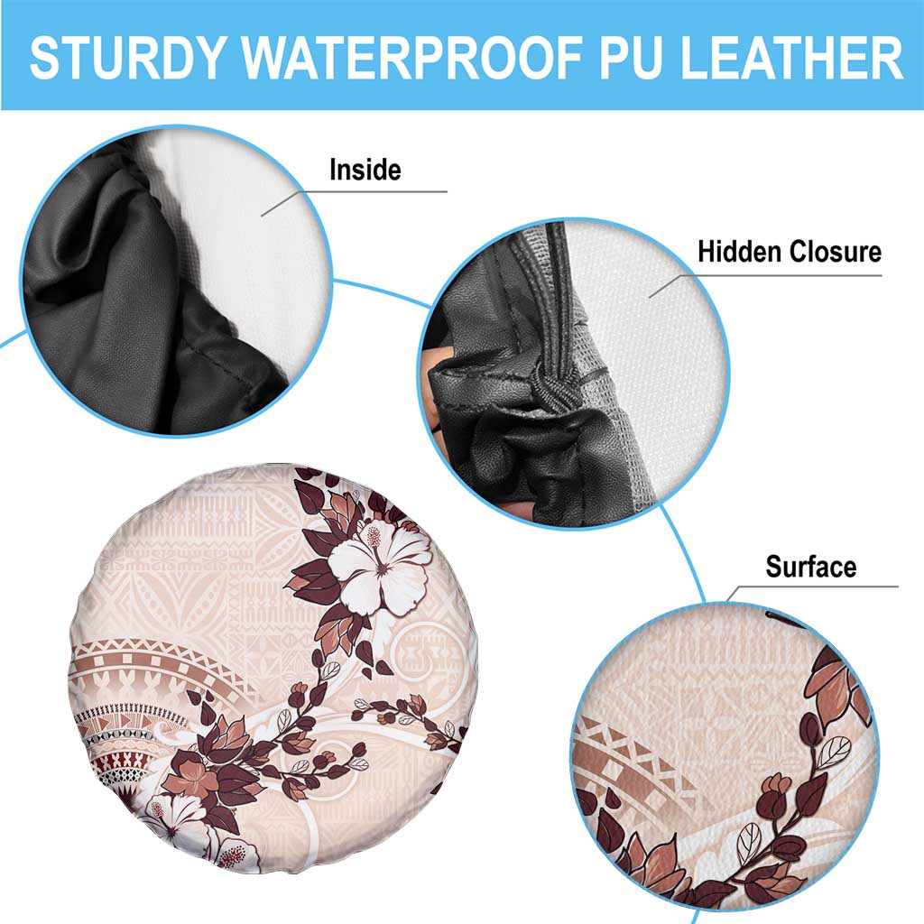 Bula Fiji Language Week Spare Tire Cover Fijian Tapa Pattern With Tagimoucia Flower