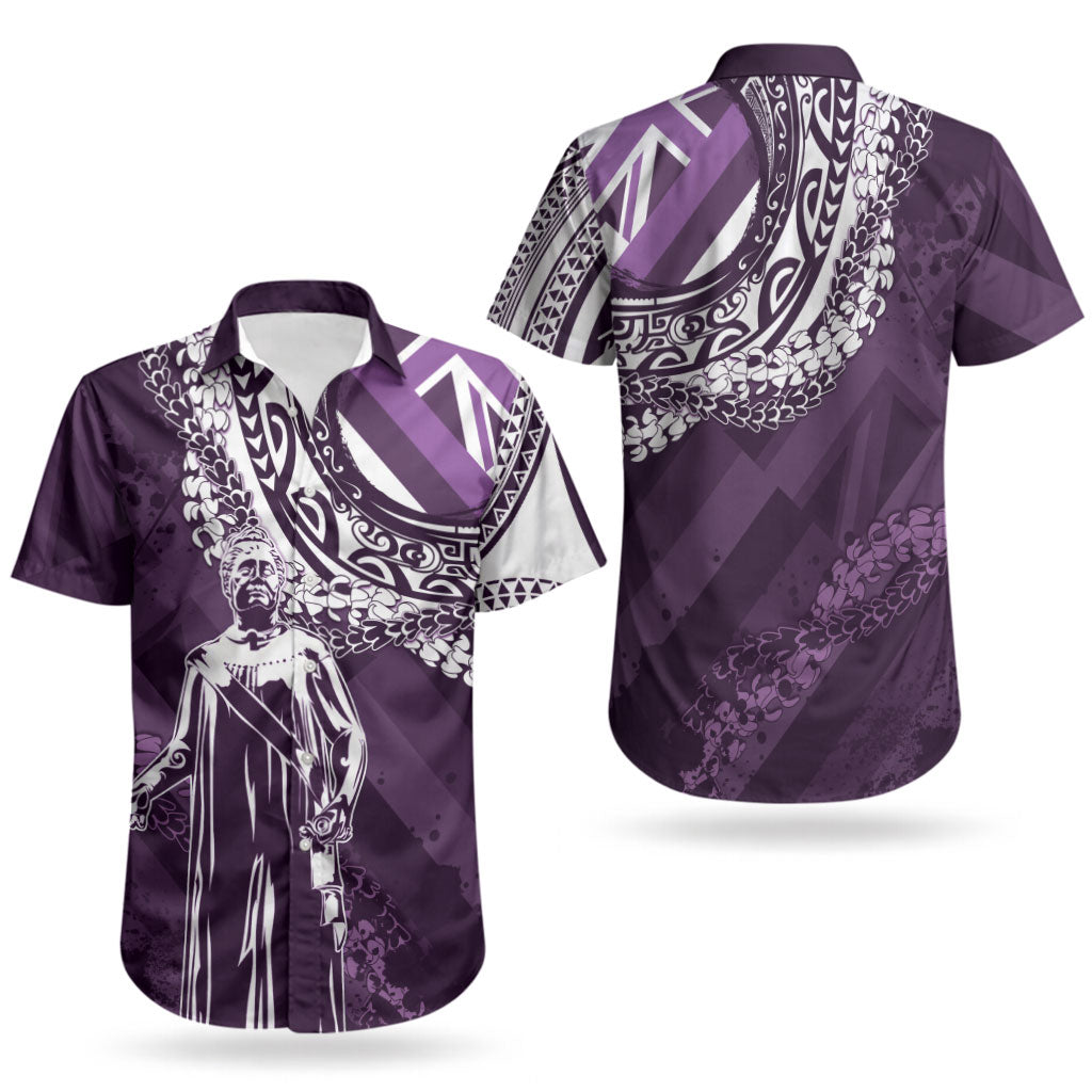 Hawaii Queen Liliuokalani Couples Matching Off The Shoulder Long Sleeve Dress and Hawaiian Shirt Hawaiian Maile Lei Flag Style LT05 - Polynesian Pride