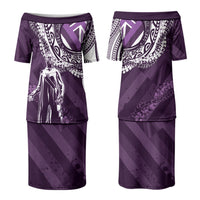 Hawaii Queen Liliuokalani Family Matching Puletasi and Hawaiian Shirt Hawaiian Maile Lei Flag Style LT05 Mom's Dress Purple - Polynesian Pride