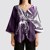 Hawaii Queen Liliuokalani Kimono Sleeve Blouse Hawaiian Maile Lei Flag Style LT05 - Polynesian Pride