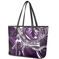 Hawaii Queen Liliuokalani Leather Tote Bag Hawaiian Maile Lei Flag Style LT05 - Polynesian Pride
