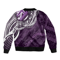 Hawaii Queen Liliuokalani Sleeve Zip Bomber Jacket Hawaiian Maile Lei Flag Style LT05 - Polynesian Pride