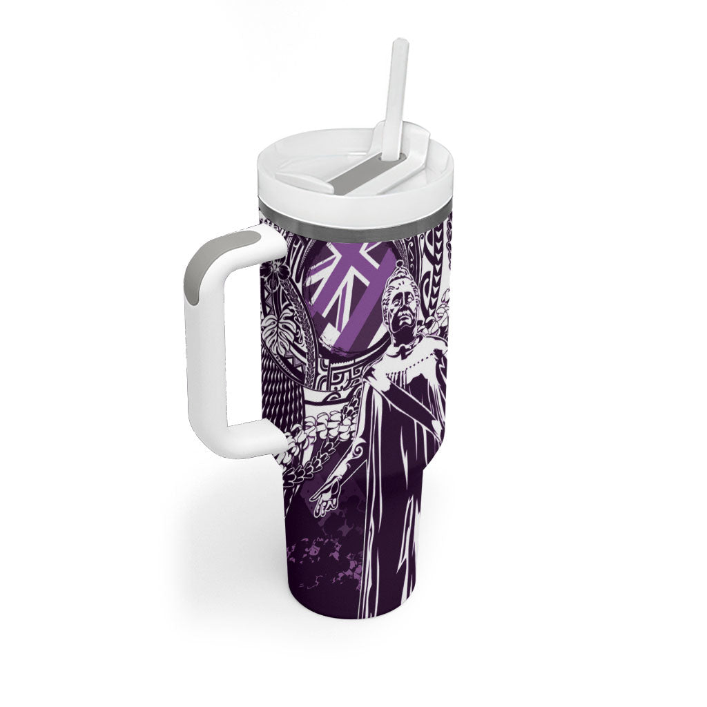 Hawaii Queen Liliuokalani Tumbler With Handle Hawaiian Maile Lei Flag Style LT05 - Polynesian Pride