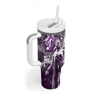 Hawaii Queen Liliuokalani Tumbler With Handle Hawaiian Maile Lei Flag Style LT05 - Polynesian Pride