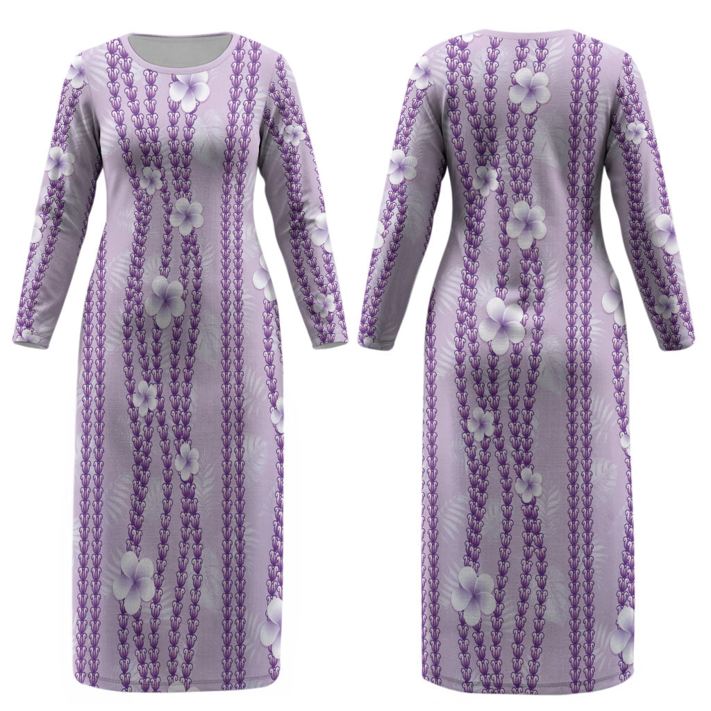 Hawaii Queen Liliuokalani Couples Matching Long Sleeve Bodycon Dress and Hawaiian Shirt Lavender Lei Pua Kalaunu LT05 - Polynesian Pride
