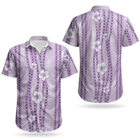 Hawaii Queen Liliuokalani Couples Matching Off The Shoulder Long Sleeve Dress and Hawaiian Shirt Lavender Lei Pua Kalaunu LT05 - Polynesian Pride