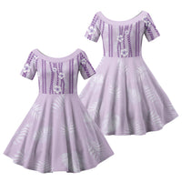 Hawaii Queen Liliuokalani Family Matching Long Sleeve Bodycon Dress and Hawaiian Shirt Lavender Lei Pua Kalaunu LT05 Daughter's Dress Lavender - Polynesian Pride