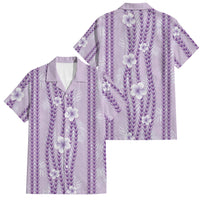 Hawaii Queen Liliuokalani Family Matching Mermaid Dress and Hawaiian Shirt Lavender Lei Pua Kalaunu LT05 Dad's Shirt - Short Sleeve Lavender - Polynesian Pride