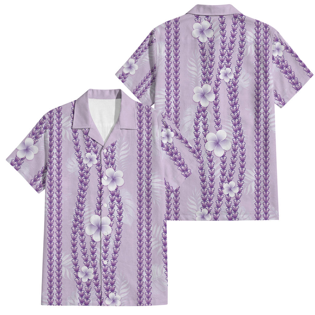Hawaii Queen Liliuokalani Family Matching Off Shoulder Short Dress and Hawaiian Shirt Lavender Lei Pua Kalaunu LT05 Dad's Shirt - Short Sleeve Lavender - Polynesian Pride