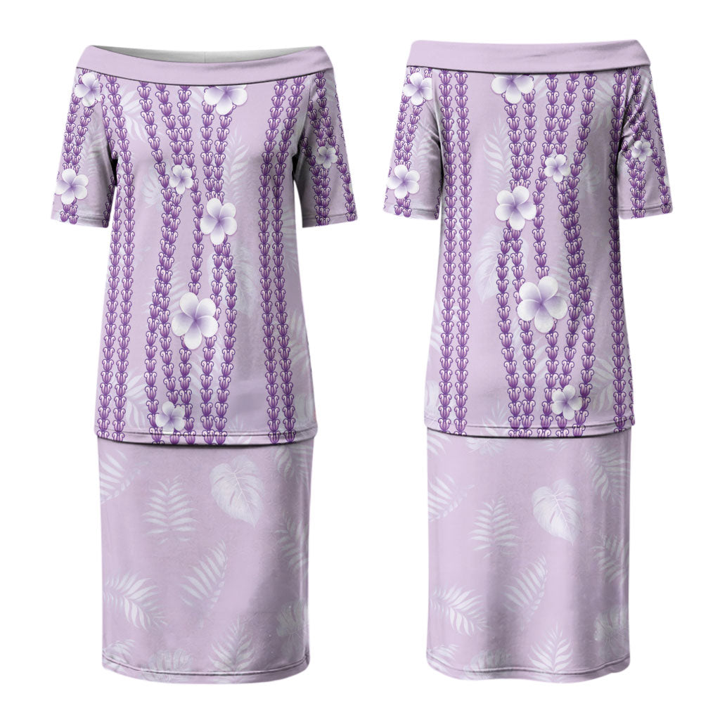 Hawaii Queen Liliuokalani Family Matching Puletasi and Hawaiian Shirt Lavender Lei Pua Kalaunu LT05 Mom's Dress Lavender - Polynesian Pride