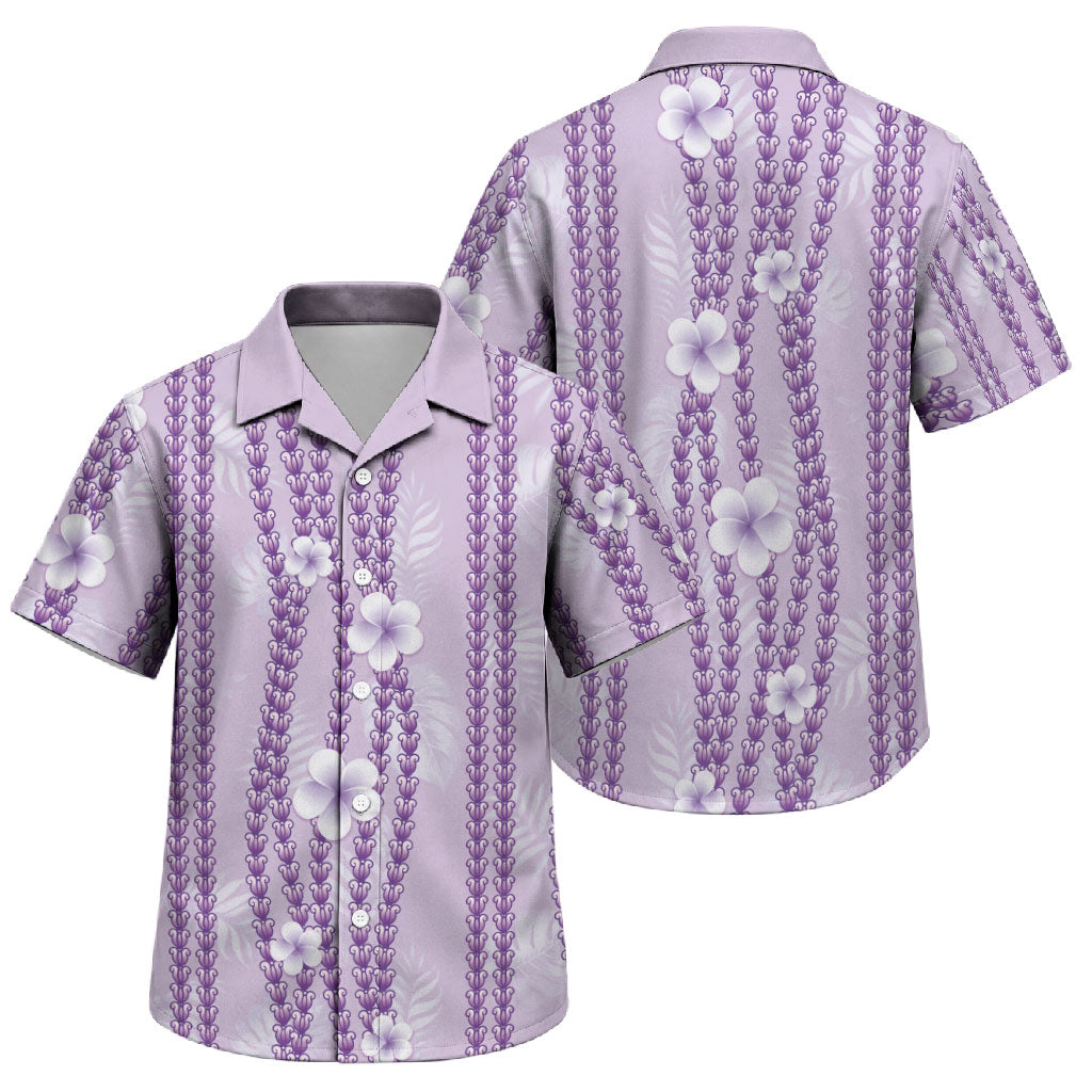 Hawaii Queen Liliuokalani Family Matching Puletasi and Hawaiian Shirt Lavender Lei Pua Kalaunu LT05 Son's Shirt Lavender - Polynesian Pride