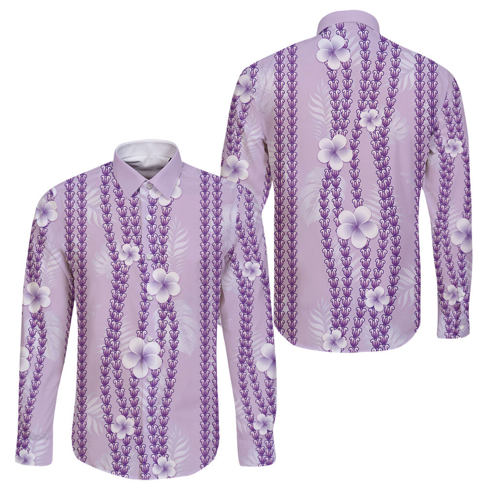 Hawaii Queen Liliuokalani Family Matching Short Sleeve Bodycon Dress and Hawaiian Shirt Lavender Lei Pua Kalaunu LT05 Dad's Shirt - Long Sleeve Lavender - Polynesian Pride