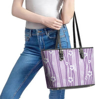 Hawaii Queen Liliuokalani Leather Tote Bag Lavender Lei Pua Kalaunu LT05 - Polynesian Pride