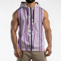 Hawaii Queen Liliuokalani Sleeveless Zip Hoodie Lavender Lei Pua Kalaunu LT05 - Polynesian Pride