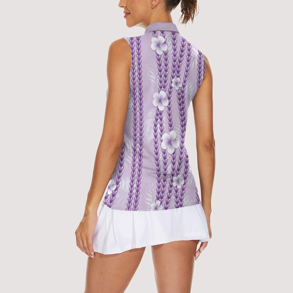 Hawaii Queen Liliuokalani Women Sleeveless Polo Shirt Lavender Lei Pua Kalaunu LT05 - Polynesian Pride