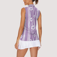 Hawaii Queen Liliuokalani Women Sleeveless Polo Shirt Lavender Lei Pua Kalaunu LT05 - Polynesian Pride