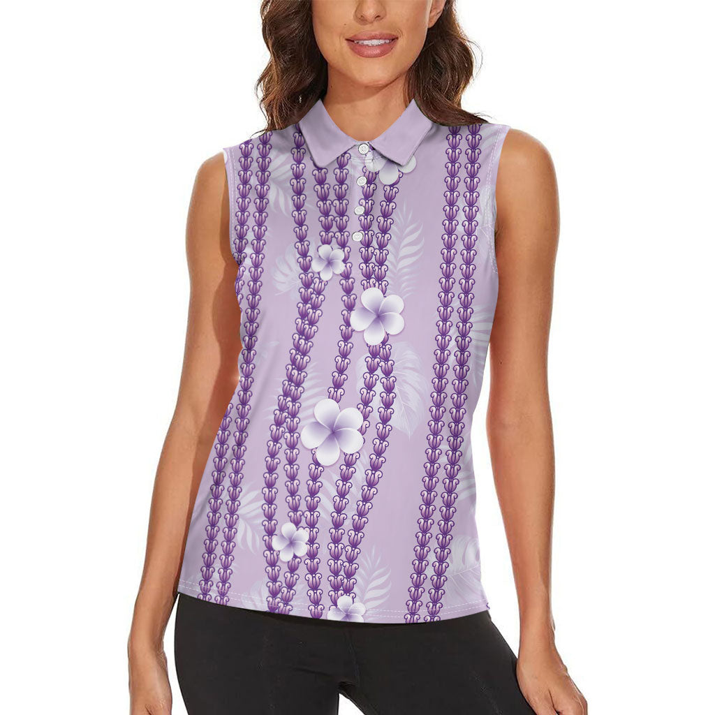 Hawaii Queen Liliuokalani Women Sleeveless Polo Shirt Lavender Lei Pua Kalaunu LT05 - Polynesian Pride