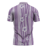 Hawaii Queen Liliuokalani Zipper Polo Shirt Lavender Lei Pua Kalaunu LT05 - Polynesian Pride