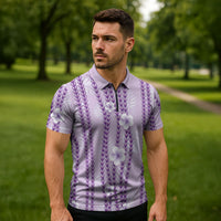 Hawaii Queen Liliuokalani Zipper Polo Shirt Lavender Lei Pua Kalaunu LT05 - Polynesian Pride