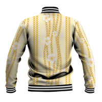 Hawaii Queen Liliuokalani Baseball Jacket Gold Lei Pua Kalaunu