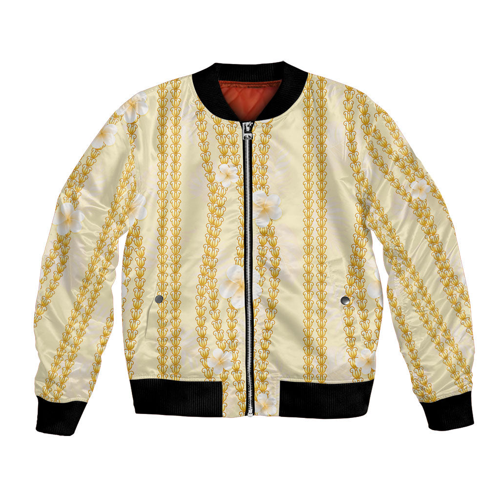 Hawaii Queen Liliuokalani Bomber Jacket Gold Lei Pua Kalaunu