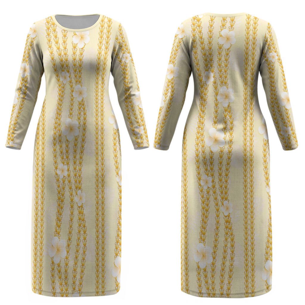 Hawaii Queen Liliuokalani Couples Matching Long Sleeve Bodycon Dress and Hawaiian Shirt Gold Lei Pua Kalaunu LT05 - Polynesian Pride