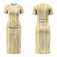 Hawaii Queen Liliuokalani Couples Matching Short Sleeve Bodycon Dress and Hawaiian Shirt Gold Lei Pua Kalaunu