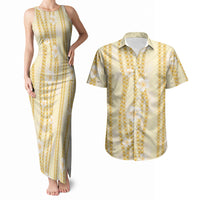 Hawaii Queen Liliuokalani Couples Matching Tank Maxi Dress and Hawaiian Shirt Gold Lei Pua Kalaunu