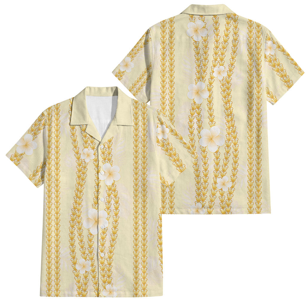 Hawaii Queen Liliuokalani Family Matching Short Sleeve Bodycon Dress and Hawaiian Shirt Gold Lei Pua Kalaunu LT05 Dad's Shirt - Short Sleeve Gold - Polynesian Pride