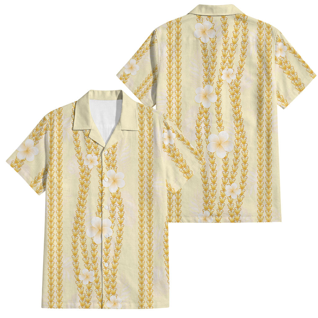 Hawaii Queen Liliuokalani Family Matching Tank Maxi Dress and Hawaiian Shirt Gold Lei Pua Kalaunu LT05 Dad's Shirt - Short Sleeve Gold - Polynesian Pride
