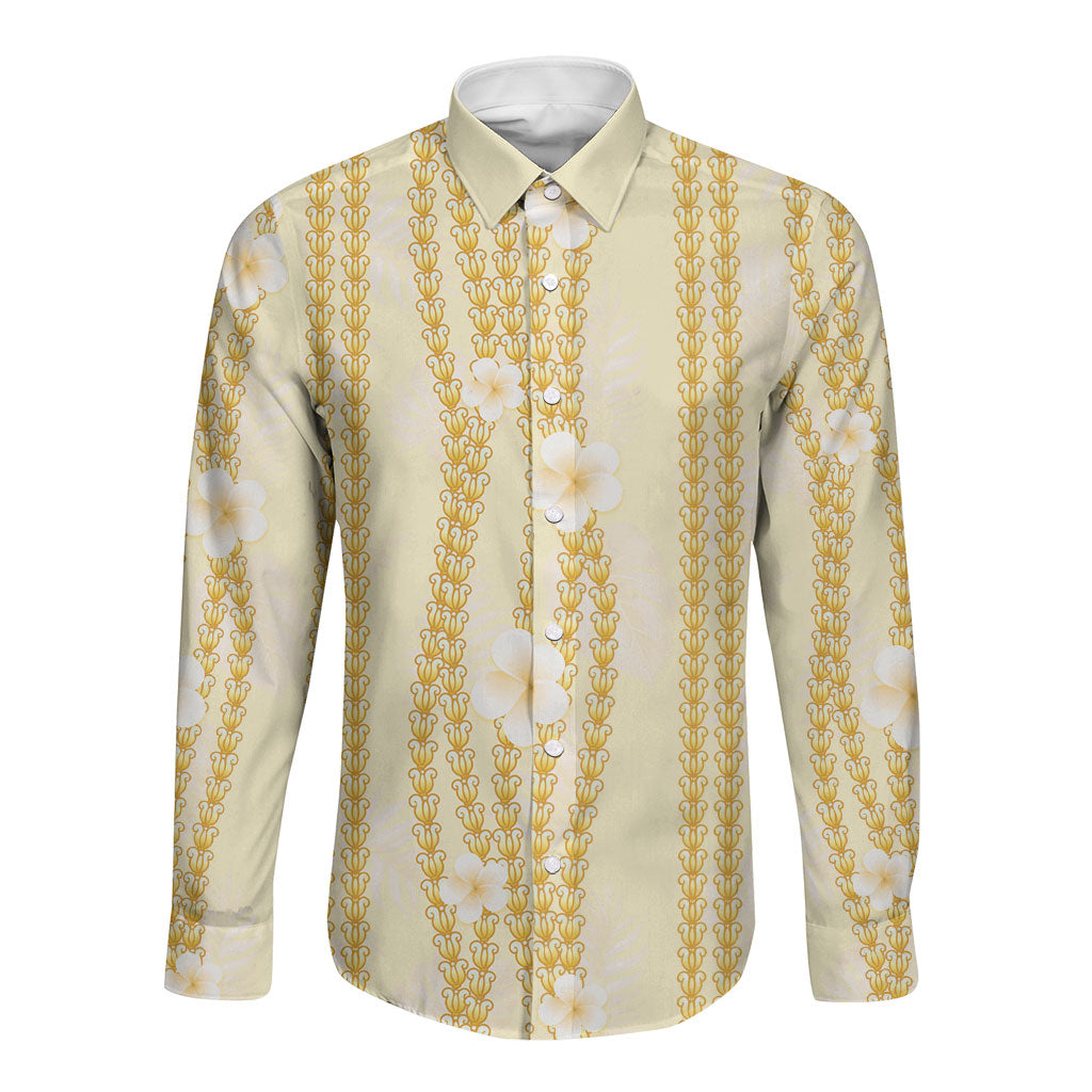 Hawaii Queen Liliuokalani Long Sleeve Button Shirt Gold Lei Pua Kalaunu