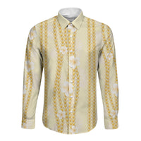 Hawaii Queen Liliuokalani Long Sleeve Button Shirt Gold Lei Pua Kalaunu