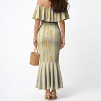 Hawaii Queen Liliuokalani Mermaid Dress Gold Lei Pua Kalaunu