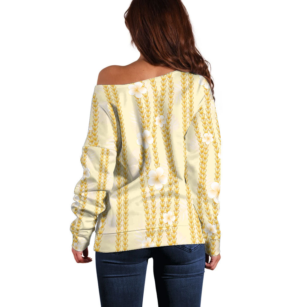 Hawaii Queen Liliuokalani Off Shoulder Sweater Gold Lei Pua Kalaunu