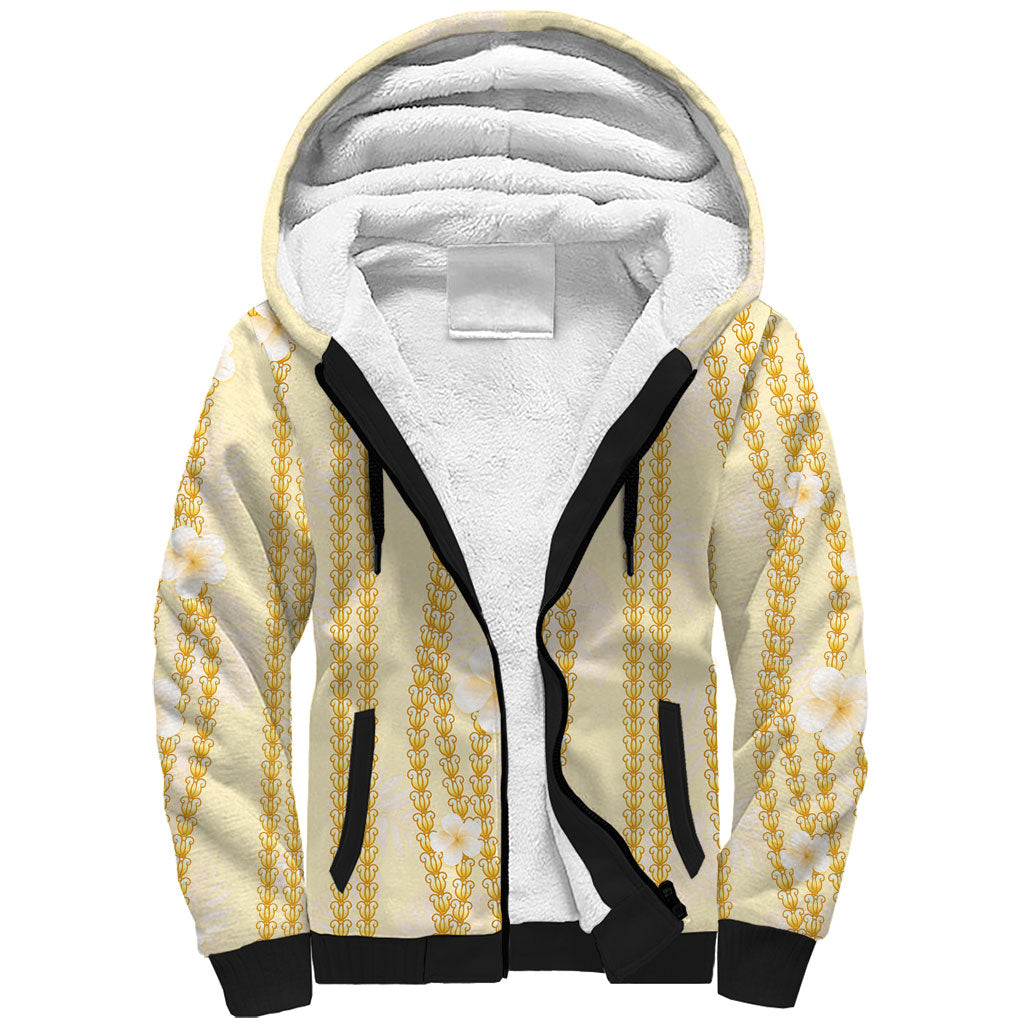 Hawaii Queen Liliuokalani Sherpa Hoodie Gold Lei Pua Kalaunu