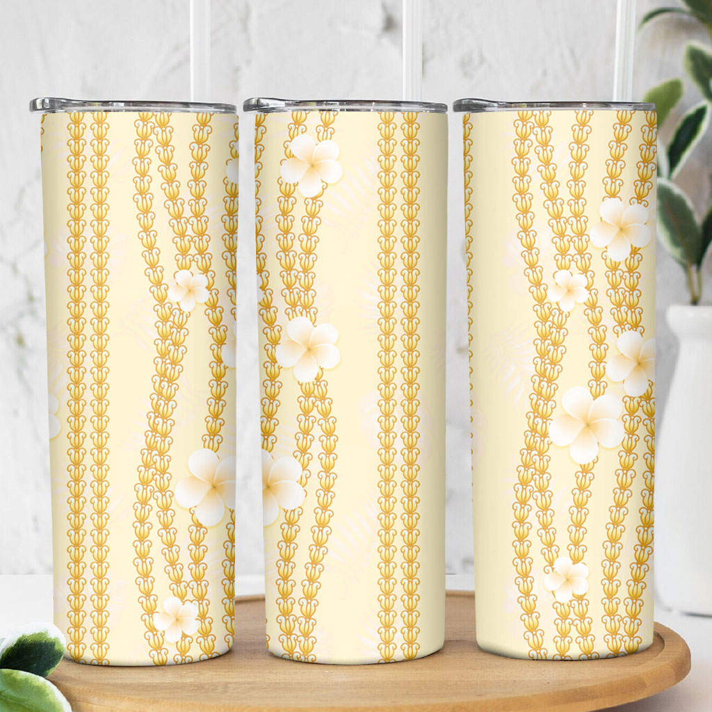 Hawaii Queen Liliuokalani Skinny Tumbler Gold Lei Pua Kalaunu LT05 - Polynesian Pride