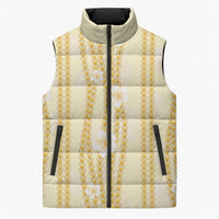 Hawaii Queen Liliuokalani Sleeveless Puffer Jacket Gold Lei Pua Kalaunu LT05 Unisex Gold - Polynesian Pride