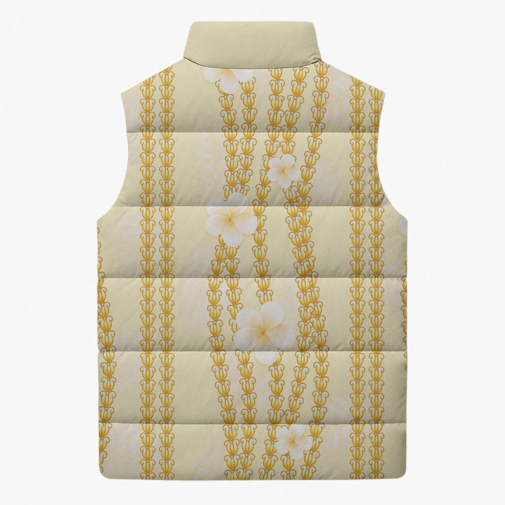 Hawaii Queen Liliuokalani Sleeveless Puffer Jacket Gold Lei Pua Kalaunu LT05 - Polynesian Pride