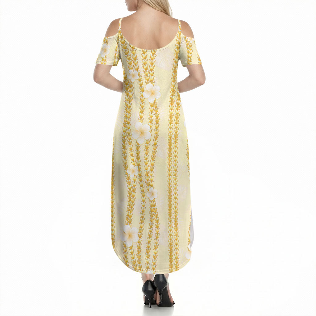 Hawaii Queen Liliuokalani Summer Maxi Dress Gold Lei Pua Kalaunu