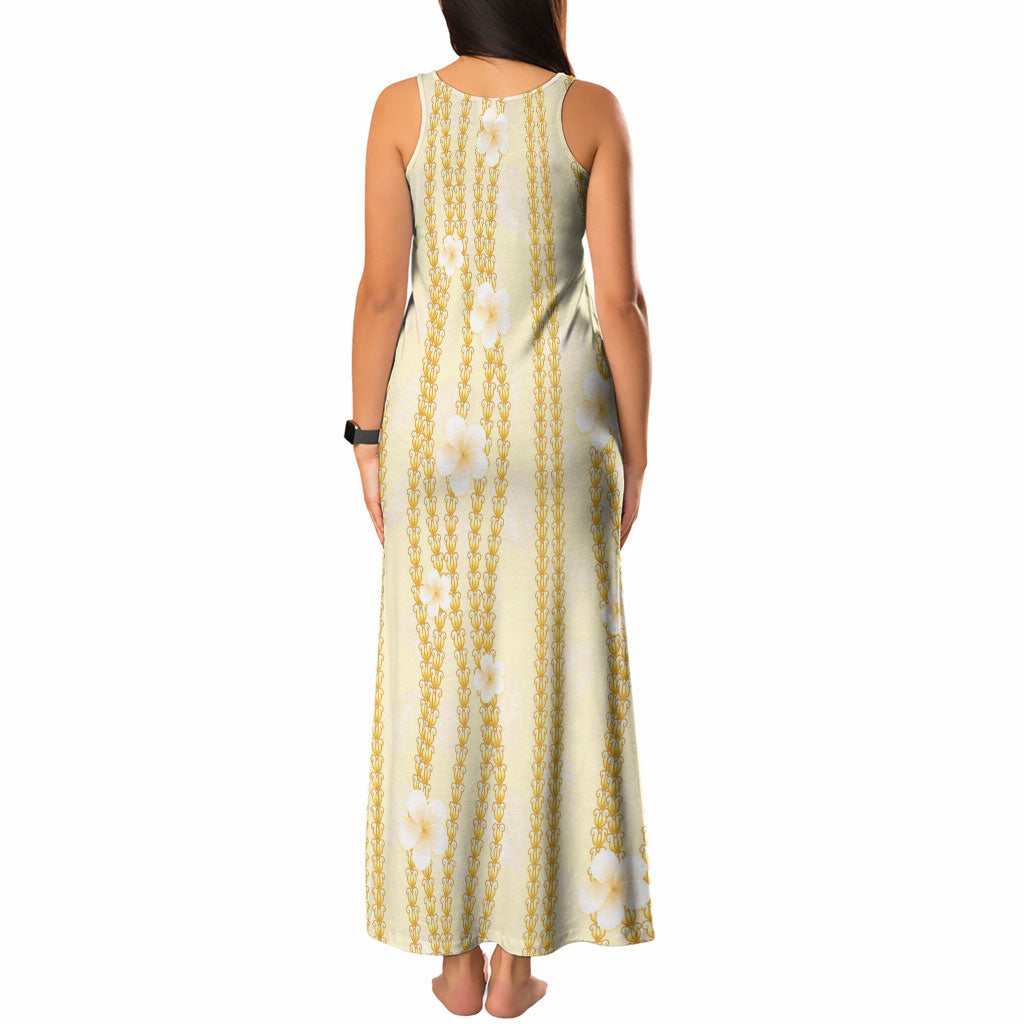 Hawaii Queen Liliuokalani Tank Maxi Dress Gold Lei Pua Kalaunu