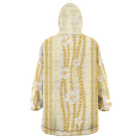 Hawaii Queen Liliuokalani Wearable Blanket Hoodie Gold Lei Pua Kalaunu