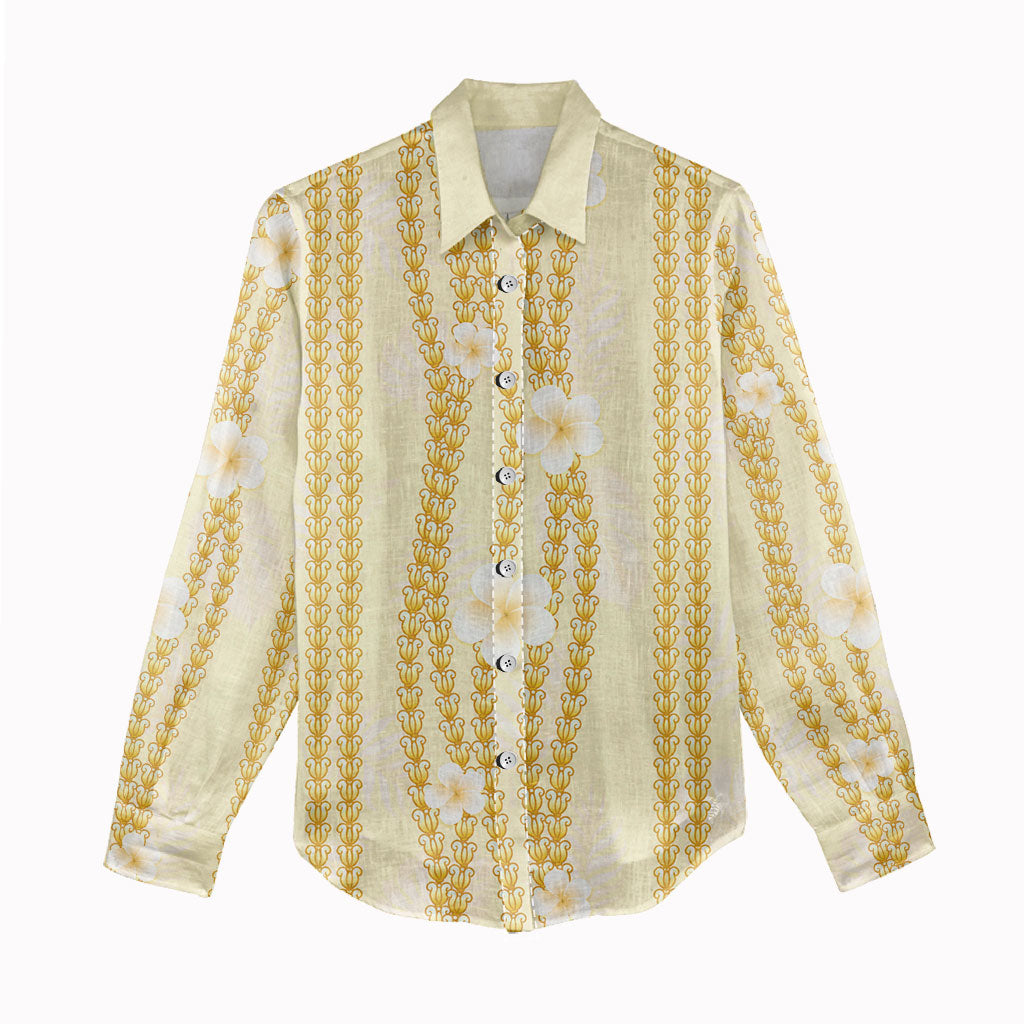 Hawaii Queen Liliuokalani Women Casual Shirt Gold Lei Pua Kalaunu