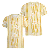 Hawaii Queen Liliuokalani Women V-Neck T-Shirt Gold Lei Pua Kalaunu