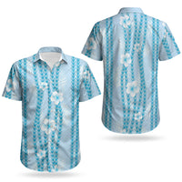 Hawaii Queen Liliuokalani Couples Matching Off Shoulder Short Dress and Hawaiian Shirt Blue Lei Pua Kalaunu LT05 - Polynesian Pride
