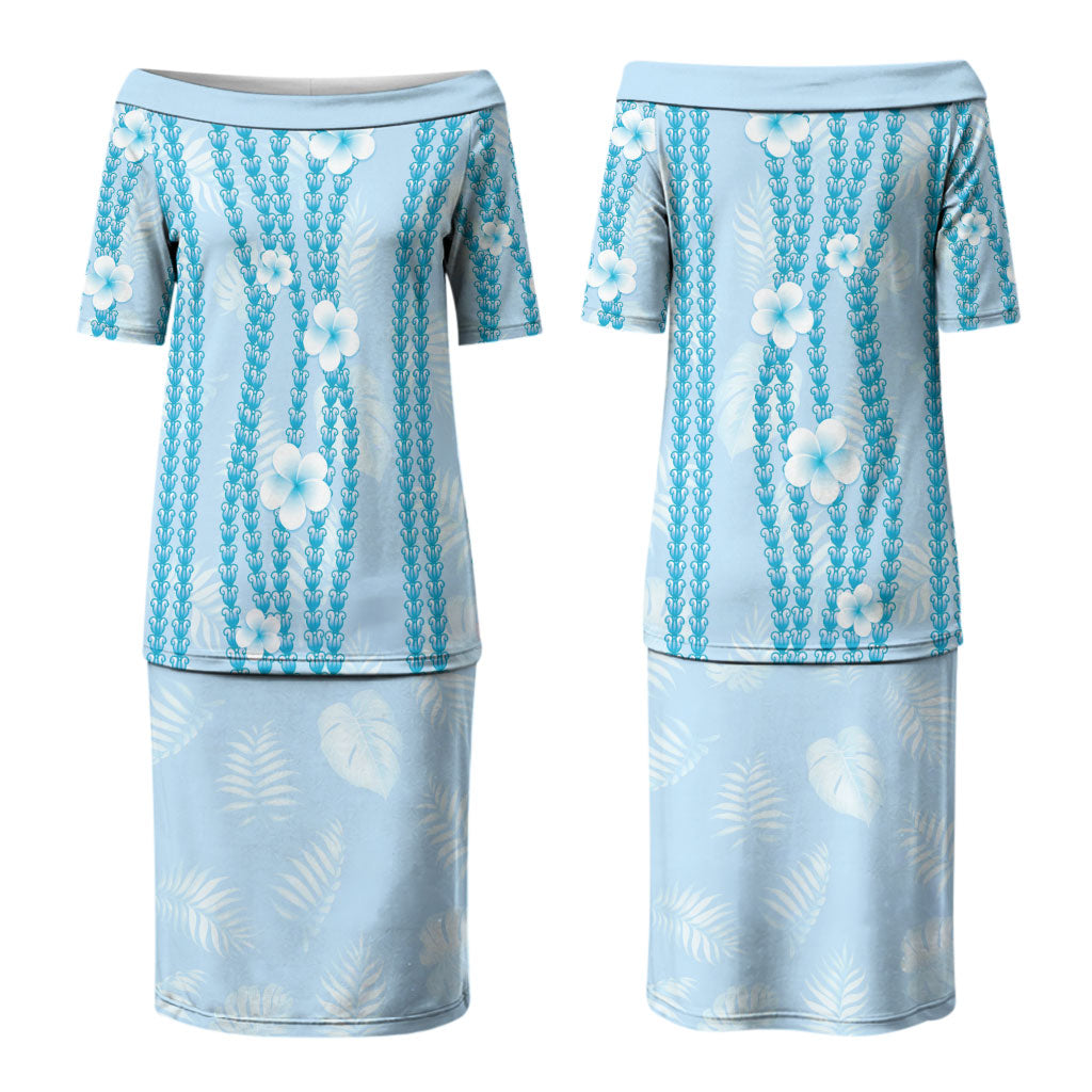 Hawaii Queen Liliuokalani Couples Matching Puletasi and Hawaiian Shirt Blue Lei Pua Kalaunu LT05 - Polynesian Pride