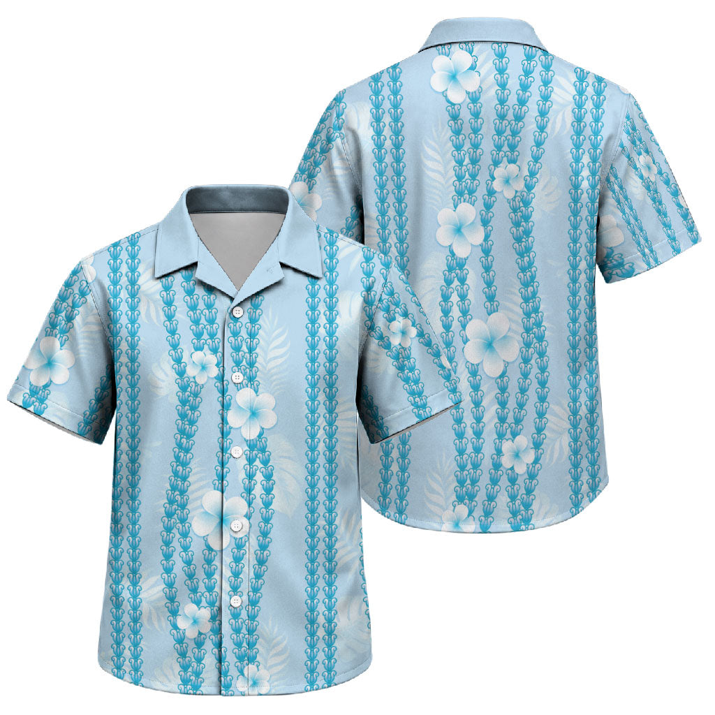 Hawaii Queen Liliuokalani Family Matching Mermaid Dress and Hawaiian Shirt Blue Lei Pua Kalaunu LT05 Son's Shirt Blue - Polynesian Pride